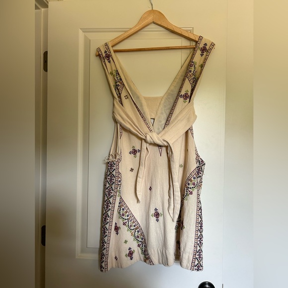 Free People Never Been Beige Embroidered Mini Dress - Picture 3 of 5